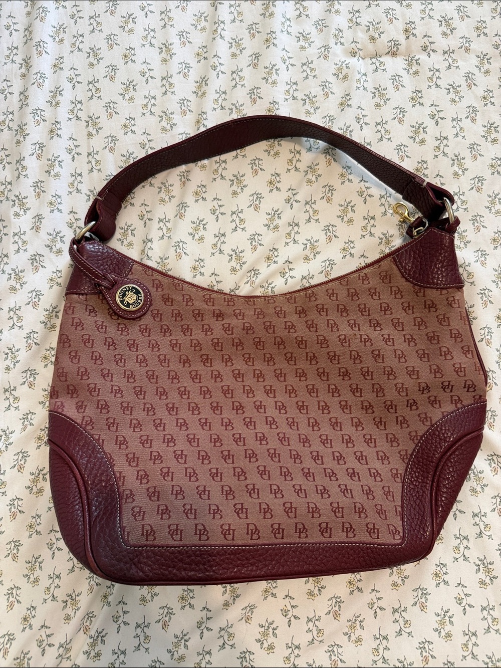 Vintage Dooney & Bourke Monogram Shoulder Bag – Burgundy